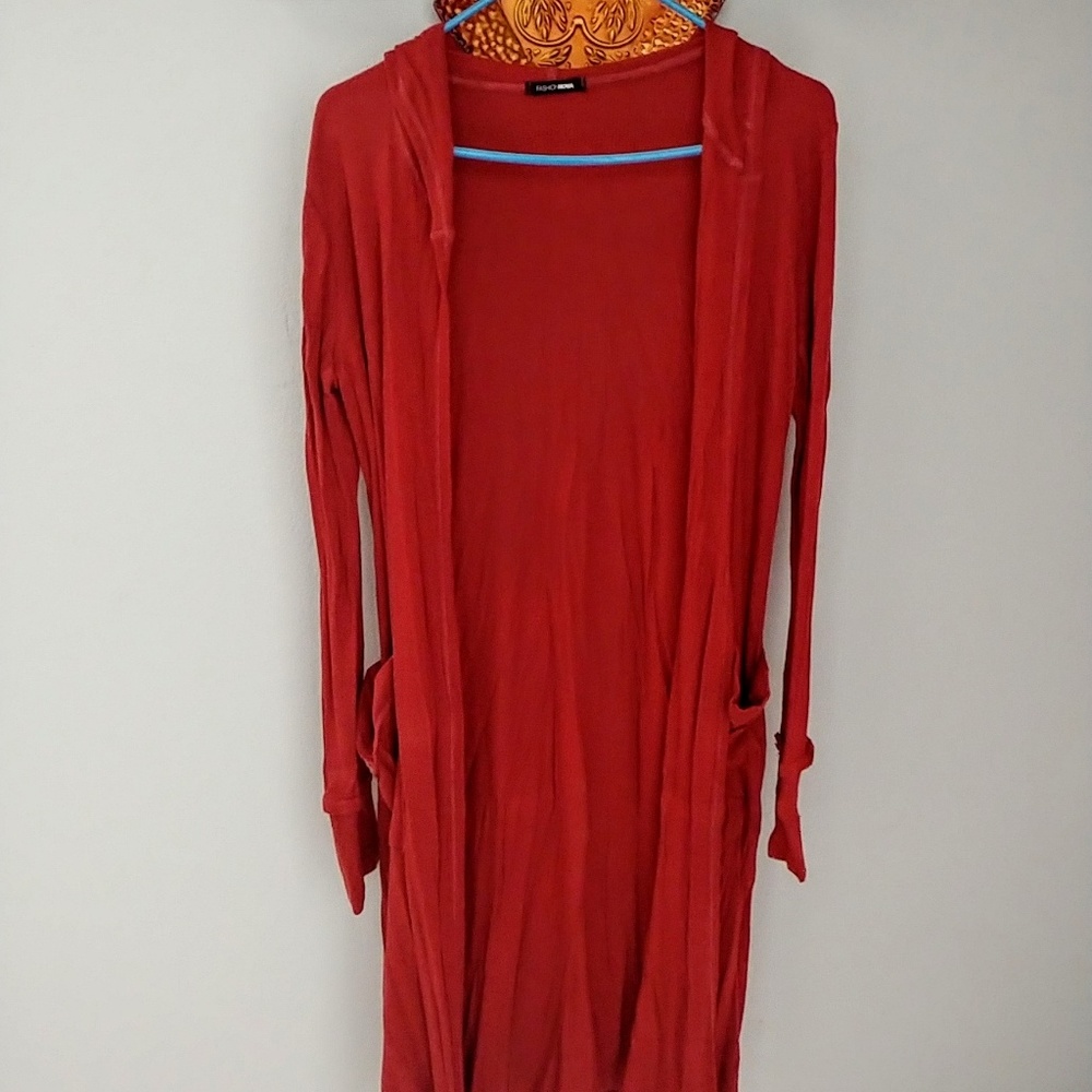 Copper hooded sweater coat cover-up